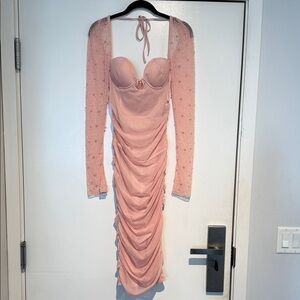 Fashion Nova Elegant Pink Long Sleeve Dress